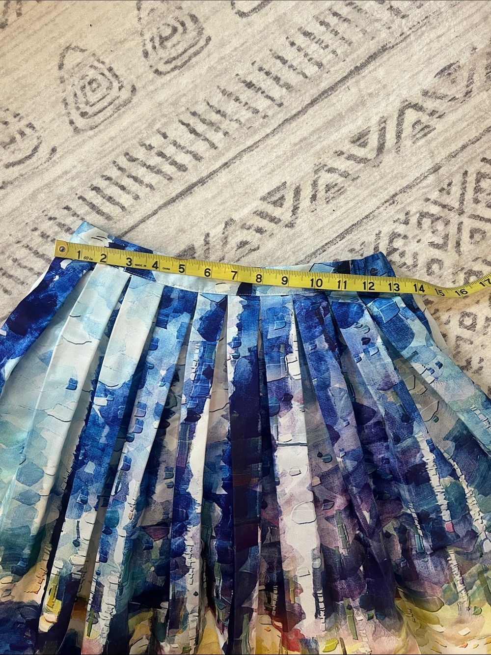 Colorful Pleated Midi Skirt - Blue Multi - Picture 3 of 8